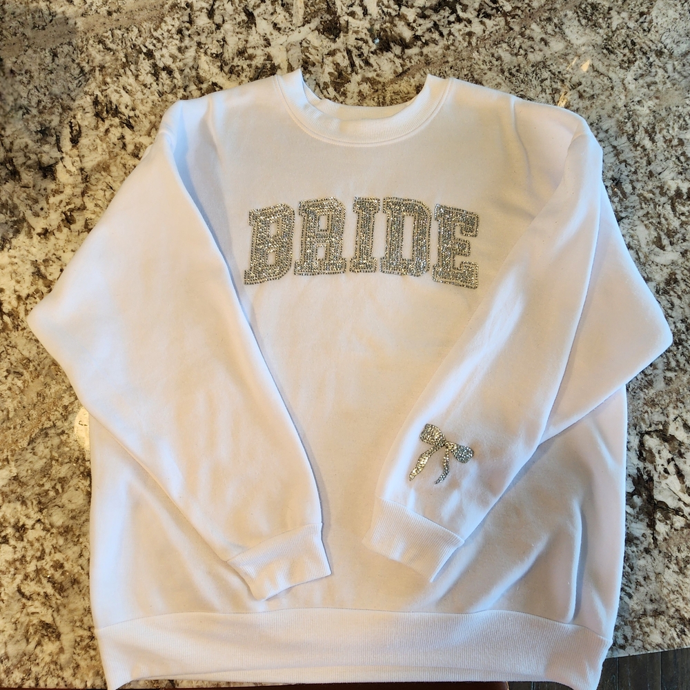 White Bride Sweatshirt with Silver Accents